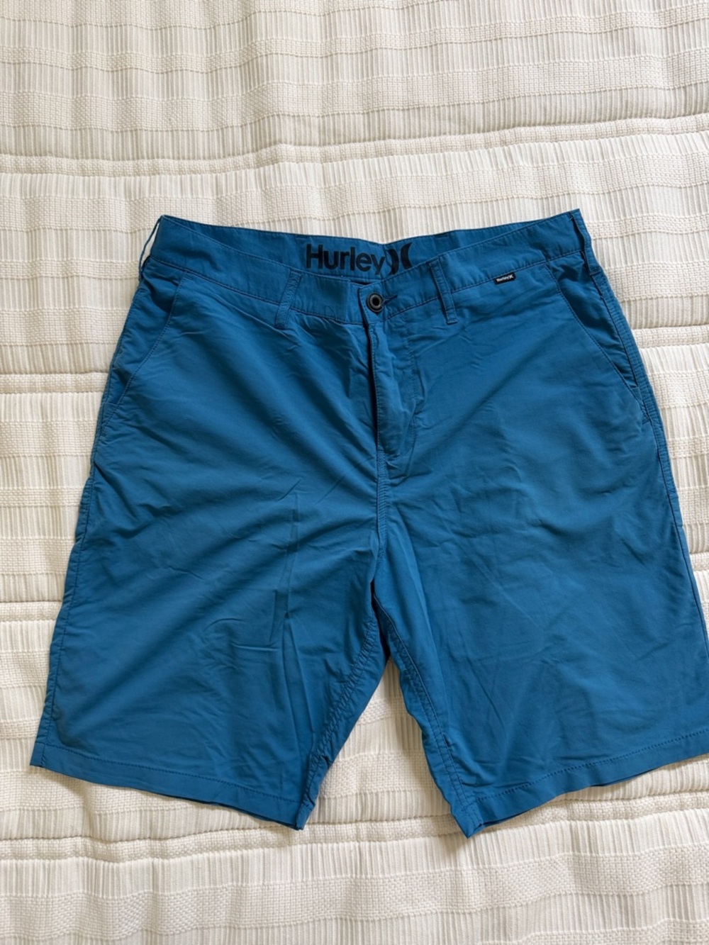 Hurley Men's Teal-Blue Flat Front Shorts